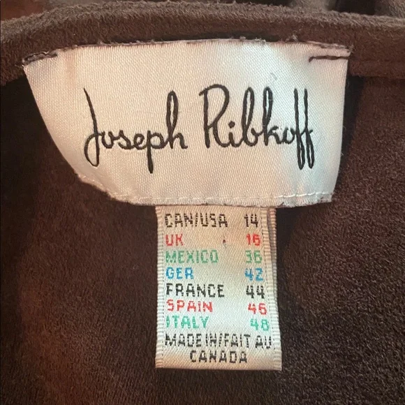 Joseph Ribkoff size 14 dark brown open front suede jacket - Picture 6 of 7